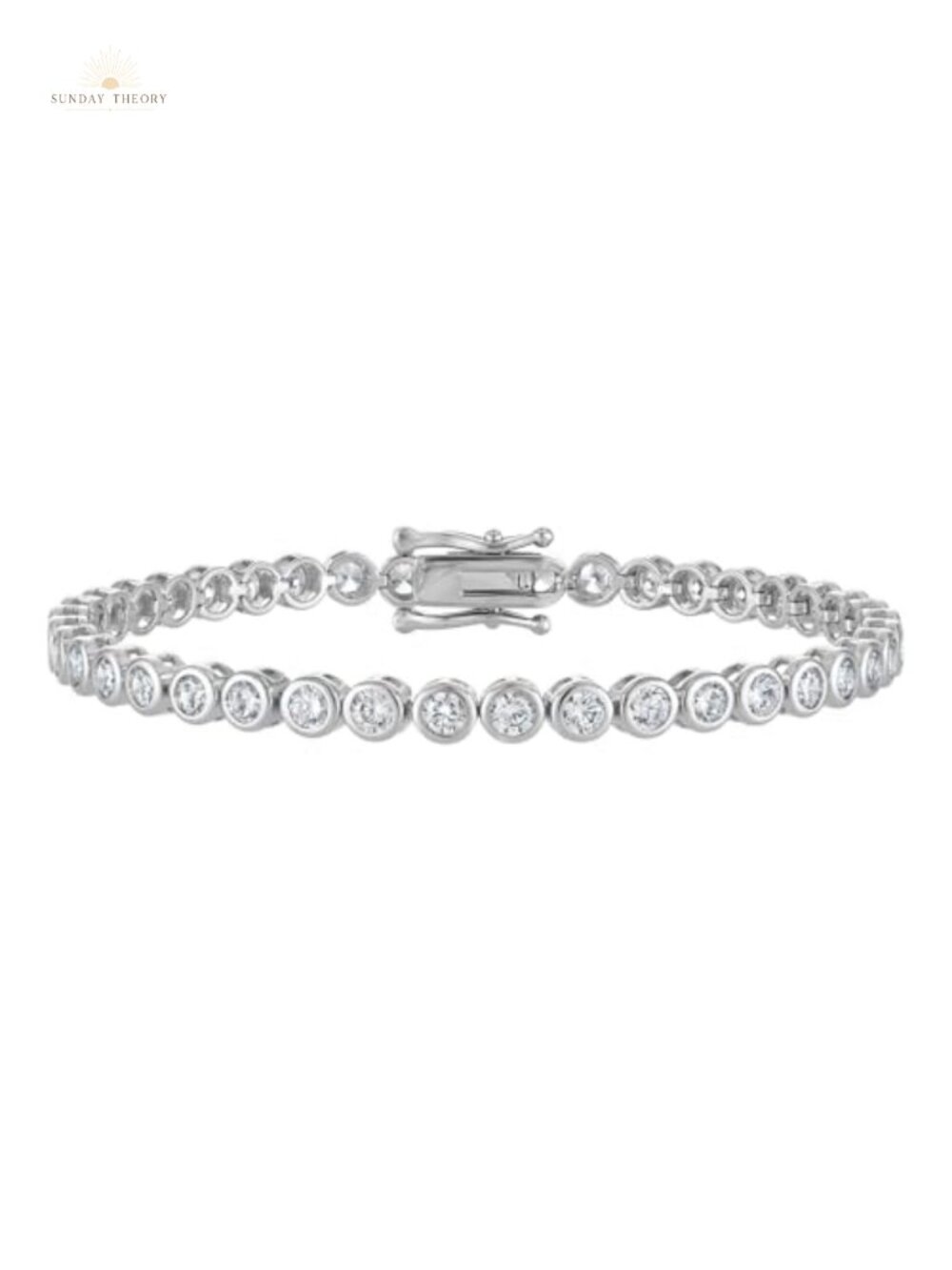 Tennis Bracelet for Women 3mm Bezel Set Cubic Zirconia 24K Gold Plated